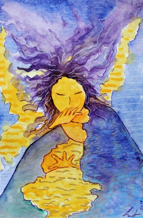 Painting titled "Storm woman (Femme…" by Gioia Albano, Original Artwork, Watercolor