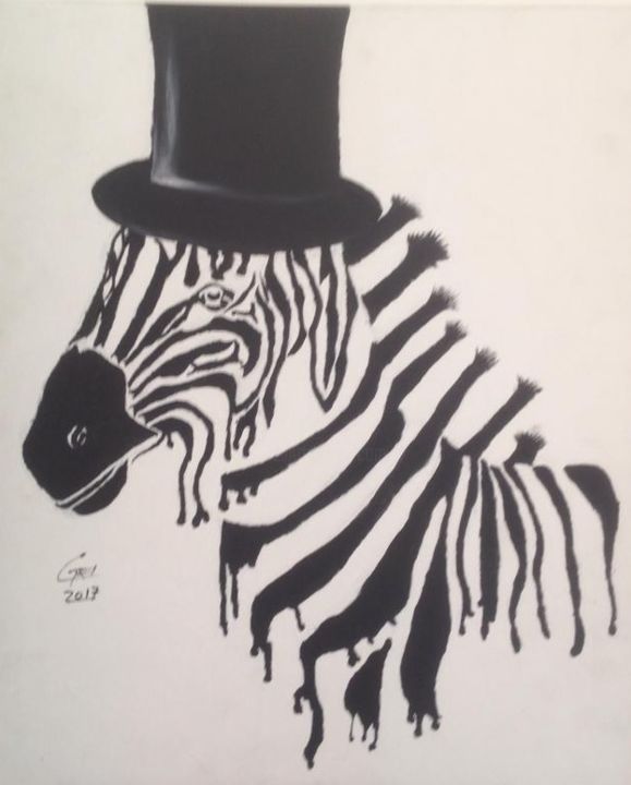Pittura intitolato "Caballero Zebra" da Gael Ramirez Giombini, Opera d'arte originale, Acrilico