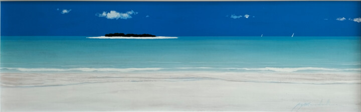 Pittura intitolato "Atollo nel Blu" da Gio Mondelli, Opera d'arte originale, Acrilico