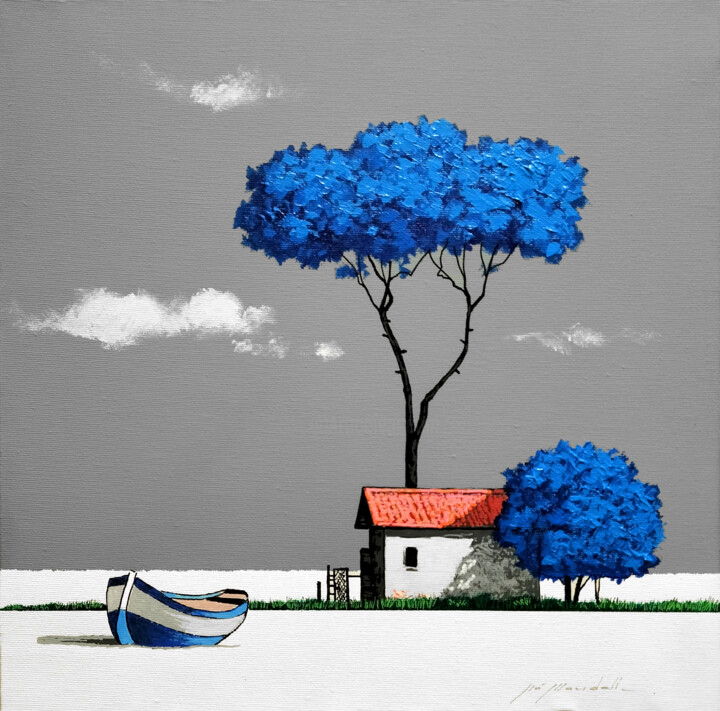 Pintura titulada "Barca blu" por Gio Mondelli, Obra de arte original, Acrílico