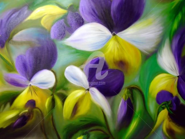 Pittura intitolato "viole grandi sfumate" da Giordana Bussoli, Opera d'arte originale