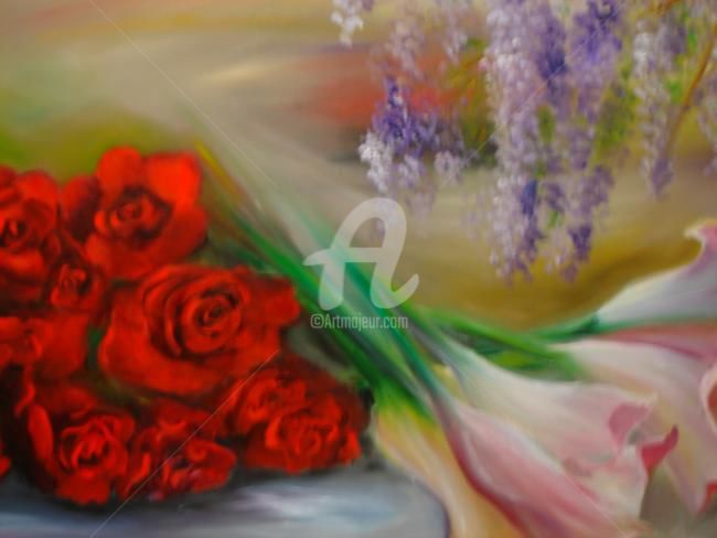 Painting titled "rose, calle e glici…" by Giordana Bussoli, Original Artwork