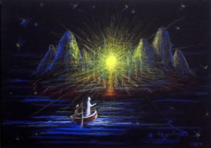 Painting titled "the island of the d…" by Giorgi Aptsiauri, Original Artwork, Oil