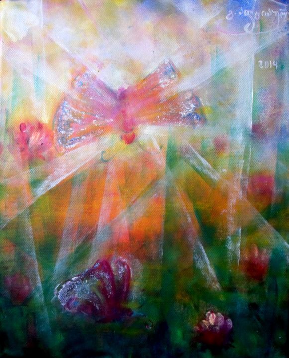 Painting titled "Butterflys" by Giorgi Aptsiauri, Original Artwork, Acrylic