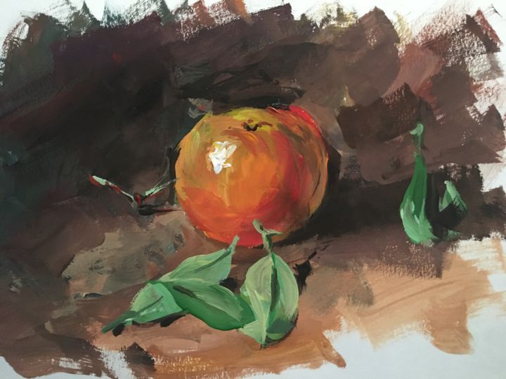 Painting titled "Apple" by Giorgi Kikvadze, Original Artwork, Gouache