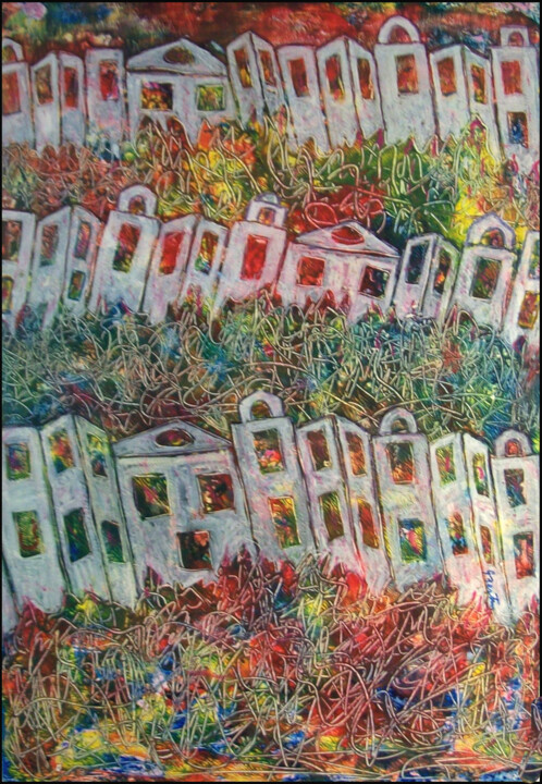 Pittura intitolato "houses.jpg" da Giorgio Bertin, Opera d'arte originale