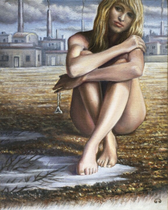 Painting titled "The guardian" by Giorgio Cavalieri, Original Artwork, Oil Mounted on Wood Panel