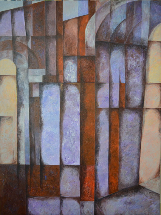 Painting titled "Archi di città" by Giorgio Corso, Original Artwork, Acrylic Mounted on Wood Stretcher frame
