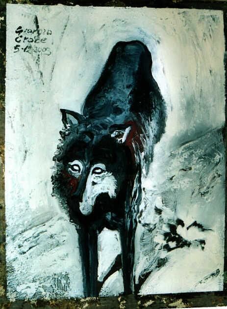 Pintura titulada "Lupo nella neve" por Giorgio Angelo Croce, Obra de arte original