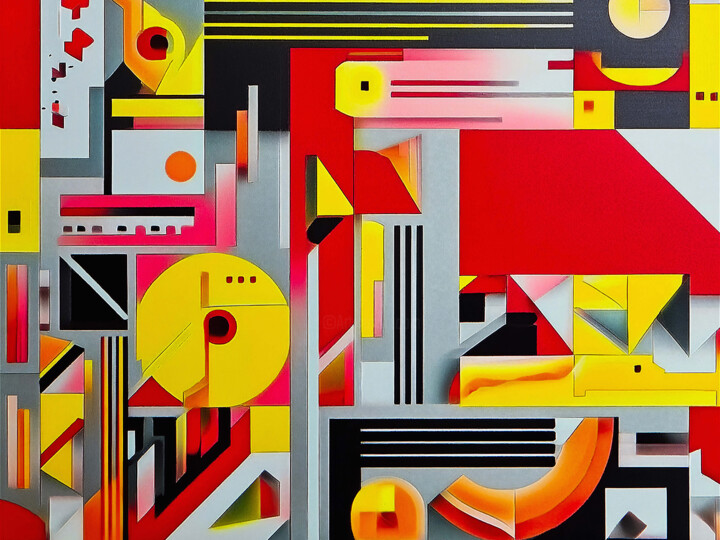 Arte digital titulada "black, red, yellow…" por Giorgio Gerardi, Obra de arte original, Imagen generada por IA