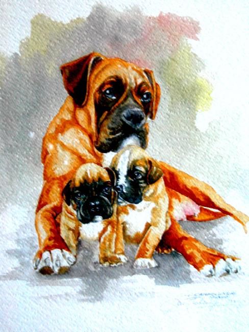 Painting titled "mamma boxer" by Giorgio Campolunghi, Original Artwork