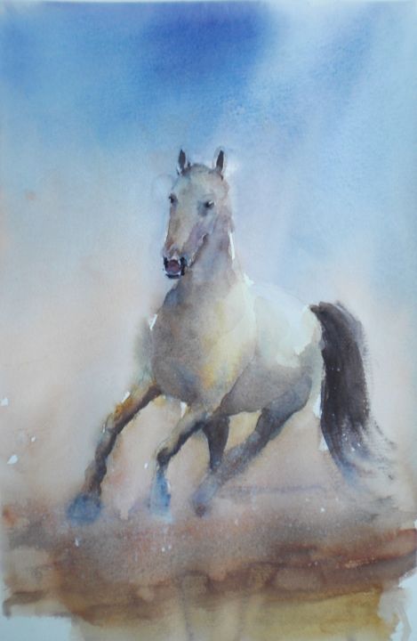 Painting titled "horse 2" by Giorgio Gosti, Original Artwork, Watercolor