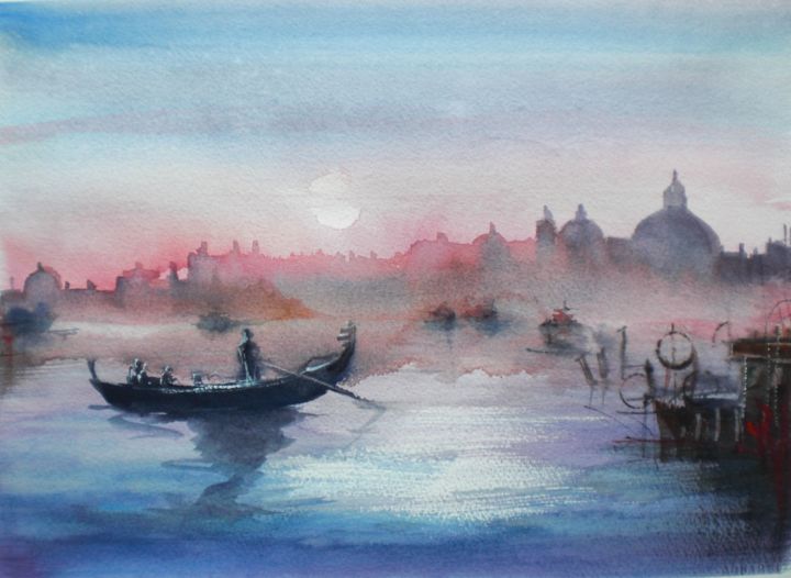 Schilderij getiteld "Venice 13" door Giorgio Gosti, Origineel Kunstwerk, Aquarel