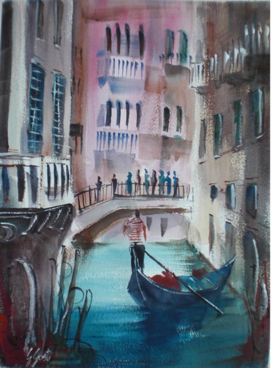 Peinture intitulée "Venice 23" par Giorgio Gosti, Œuvre d'art originale, Aquarelle