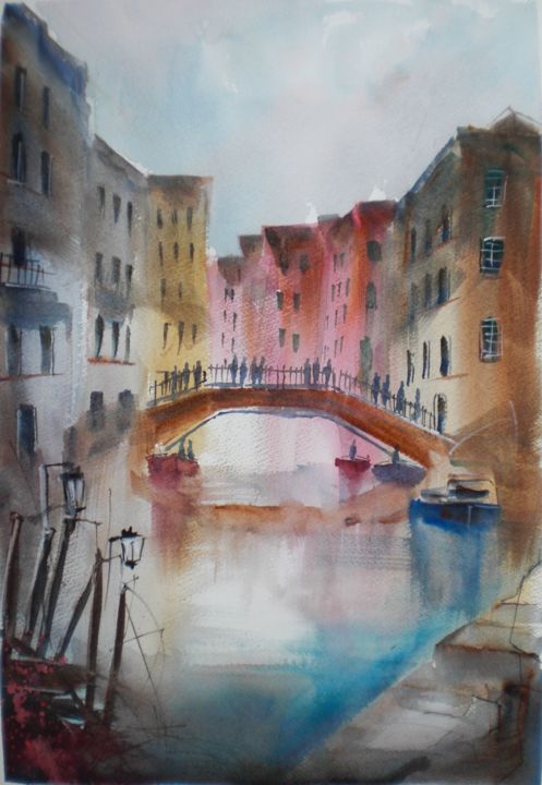 Painting titled "Venice 28" by Giorgio Gosti, Original Artwork, Watercolor