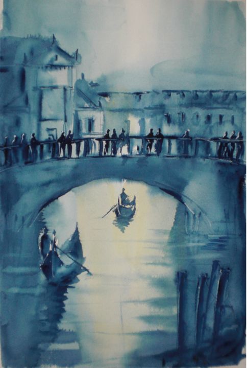 Painting titled "Venice 36" by Giorgio Gosti, Original Artwork, Watercolor