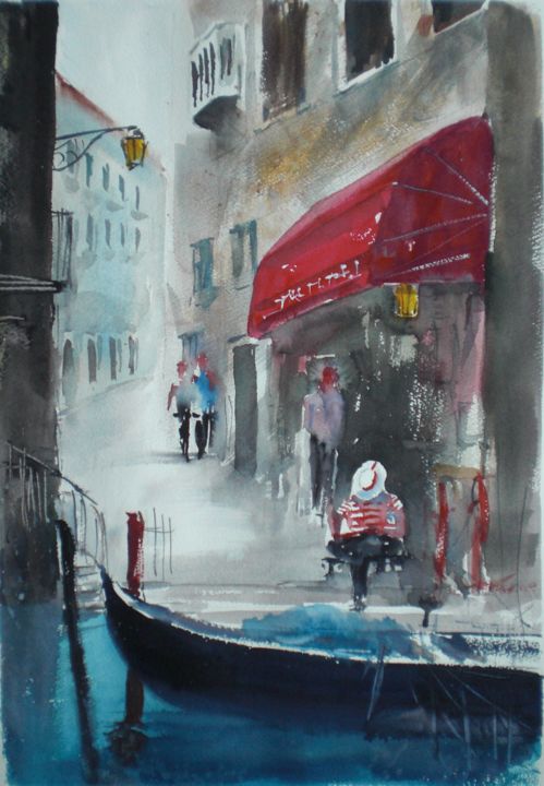 Painting titled "Venice 41" by Giorgio Gosti, Original Artwork, Watercolor