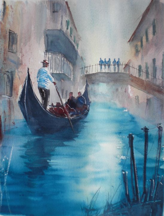 Painting titled "Venice 42" by Giorgio Gosti, Original Artwork, Watercolor