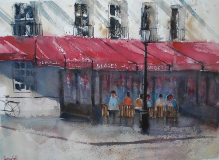 绘画 标题为“Parisian cafè 2” 由Giorgio Gosti, 原创艺术品, 水彩