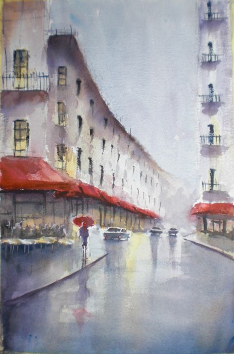 Peinture intitulée "Paris 2" par Giorgio Gosti, Œuvre d'art originale, Aquarelle