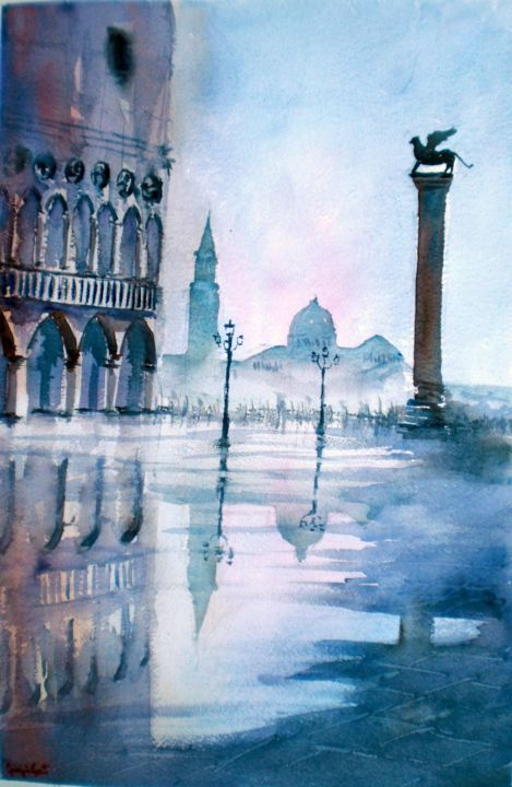 Painting titled "Venice 51" by Giorgio Gosti, Original Artwork, Watercolor