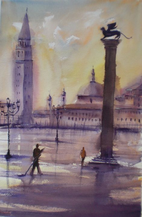 Painting titled "Venice 52" by Giorgio Gosti, Original Artwork, Watercolor