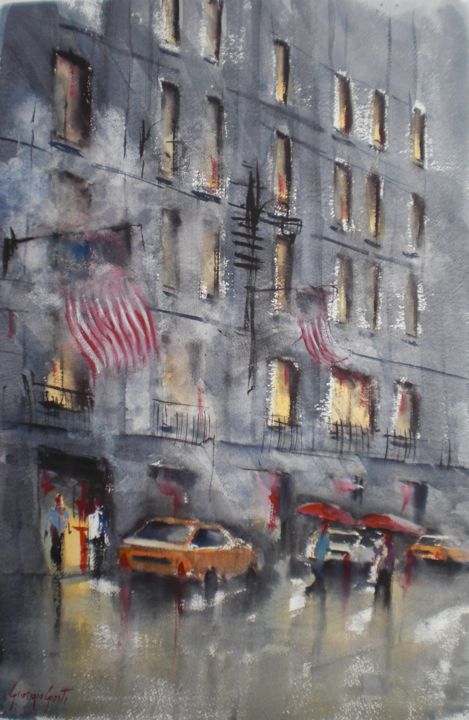 Painting titled "New York New York 3" by Giorgio Gosti, Original Artwork, Watercolor