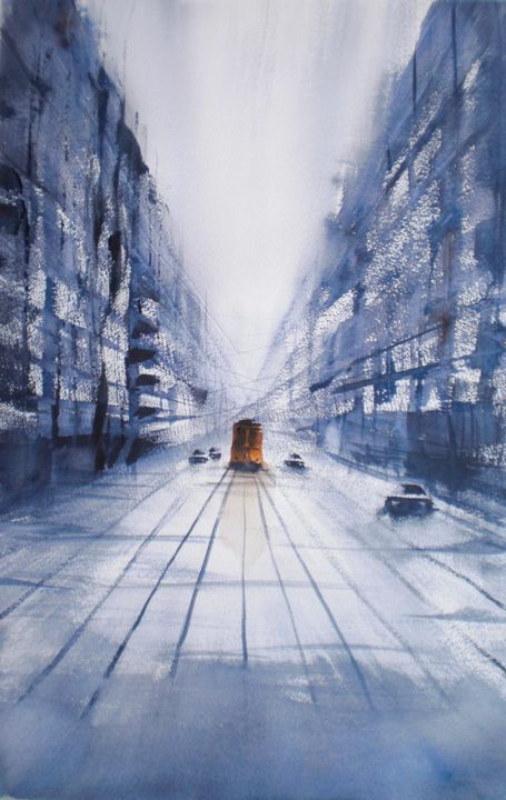 Painting titled "an imaginary city 20" by Giorgio Gosti, Original Artwork, Watercolor