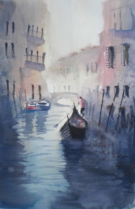Malarstwo zatytułowany „Venice 68” autorstwa Giorgio Gosti, Oryginalna praca, Akwarela