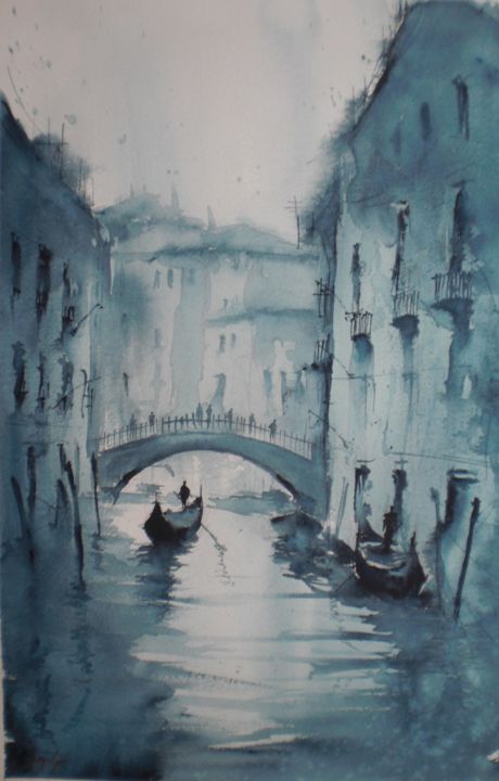 Malerei mit dem Titel "Venice 75" von Giorgio Gosti, Original-Kunstwerk, Aquarell
