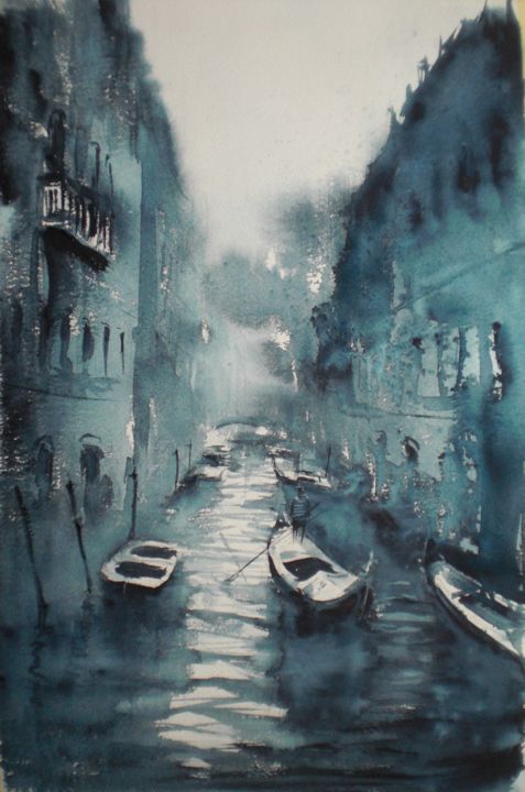 Schilderij getiteld "Venice 77" door Giorgio Gosti, Origineel Kunstwerk, Aquarel