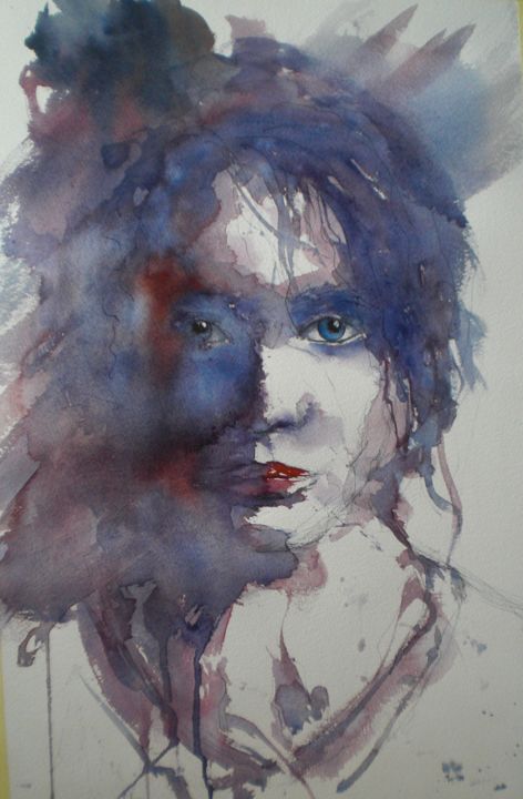 Painting titled "young girl 12" by Giorgio Gosti, Original Artwork, Watercolor