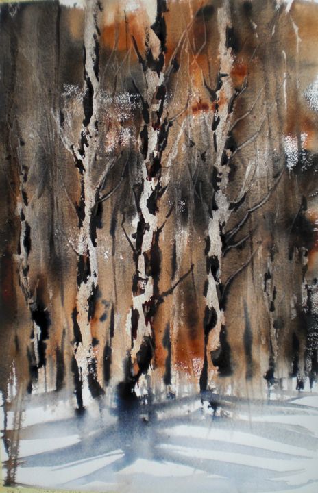 Pintura intitulada "the wood 2 #artists…" por Giorgio Gosti, Obras de arte originais, Aquarela