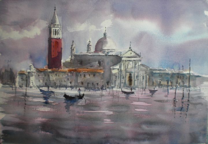 Pintura titulada "Venice 80 #artistsu…" por Giorgio Gosti, Obra de arte original, Acuarela