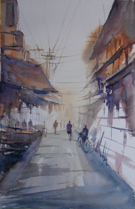 Painting titled "Marrakech' souk 4 #…" by Giorgio Gosti, Original Artwork, Watercolor