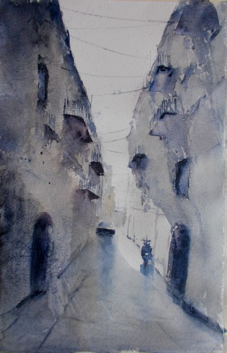 Painting titled "an imaginary city 37" by Giorgio Gosti, Original Artwork, Watercolor