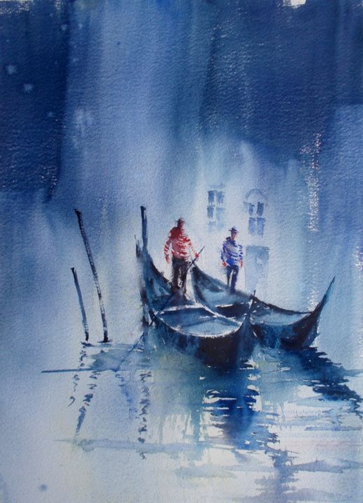 Painting titled "Venice 89" by Giorgio Gosti, Original Artwork, Watercolor