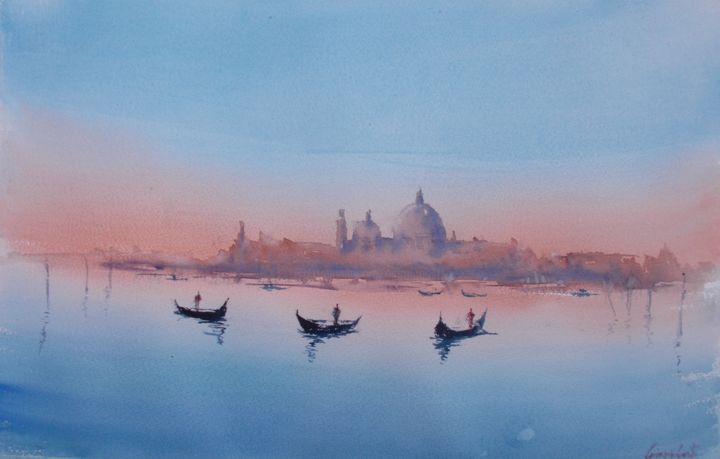 Ζωγραφική με τίτλο "Venice 94" από Giorgio Gosti, Αυθεντικά έργα τέχνης, Ακουαρέλα