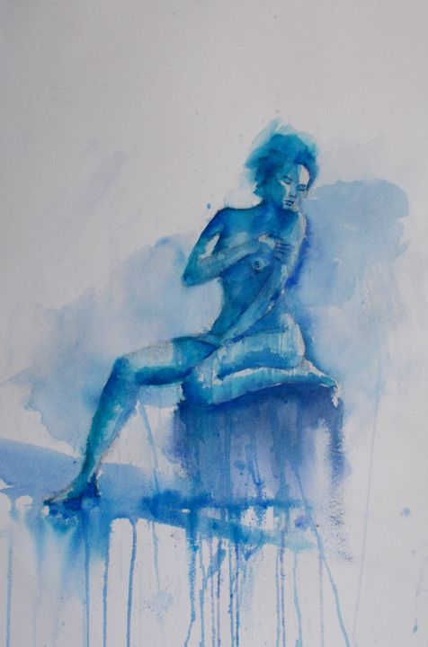 Painting titled "naked woman 3_" by Giorgio Gosti, Original Artwork, Watercolor