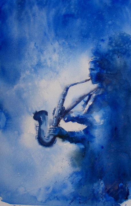 Painting titled "musician 4" by Giorgio Gosti, Original Artwork, Watercolor