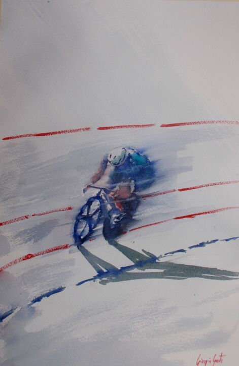 Painting titled "cycling 10" by Giorgio Gosti, Original Artwork, Watercolor