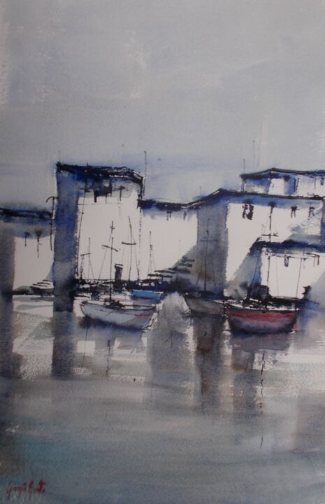Painting titled "little harbour" by Giorgio Gosti, Original Artwork, Watercolor