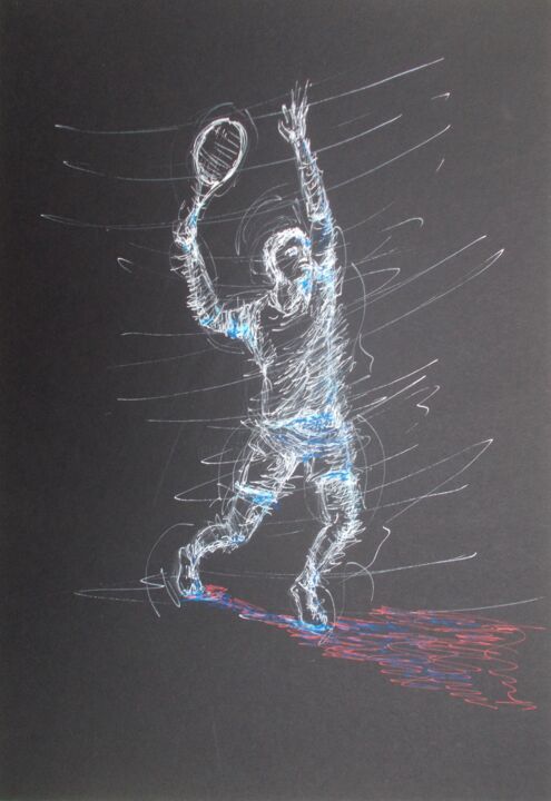 Drawing titled "tennis player 3" by Giorgio Gosti, Original Artwork, Ink