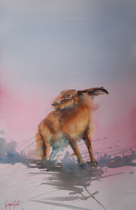 Painting titled "hare 3" by Giorgio Gosti, Original Artwork, Watercolor