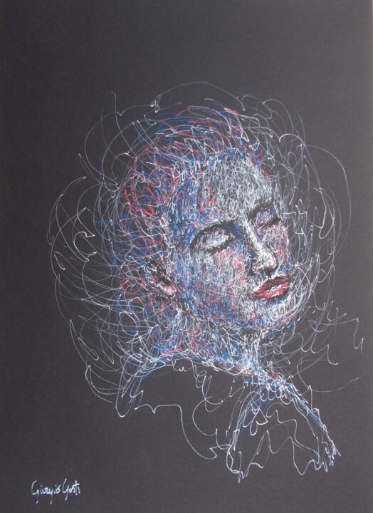 Desenho intitulada "young girl 34" por Giorgio Gosti, Obras de arte originais, Tinta