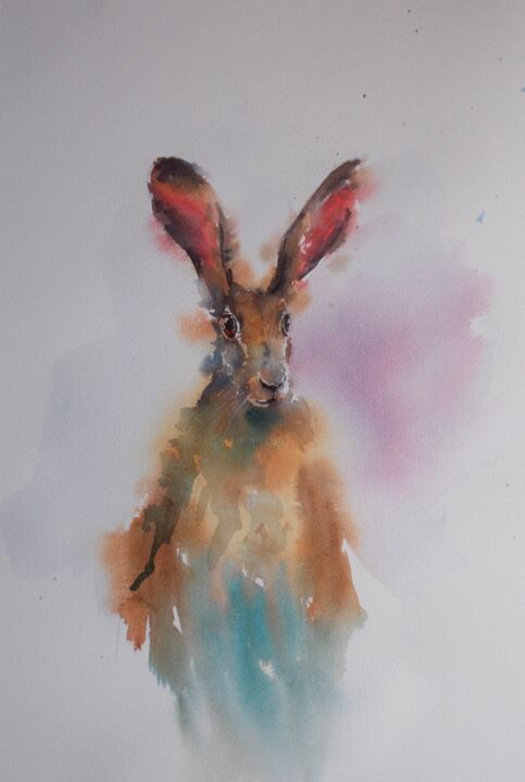 Painting titled "hare 4" by Giorgio Gosti, Original Artwork, Watercolor