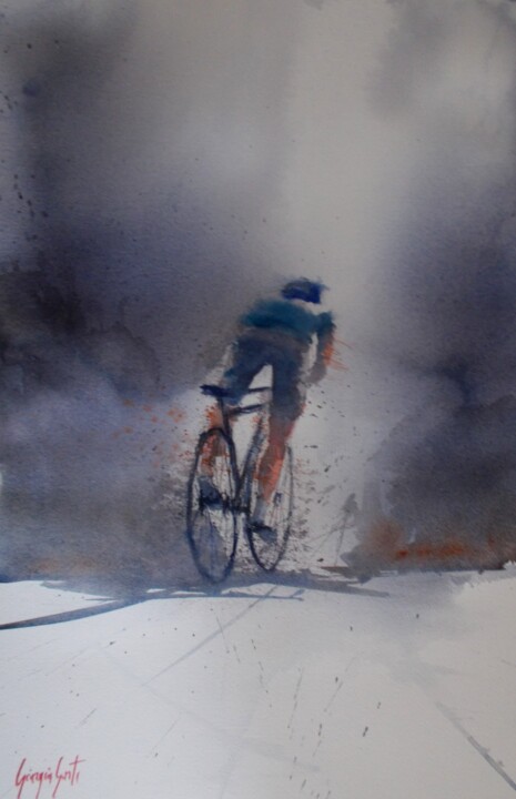 Painting titled "cycling 15" by Giorgio Gosti, Original Artwork, Watercolor