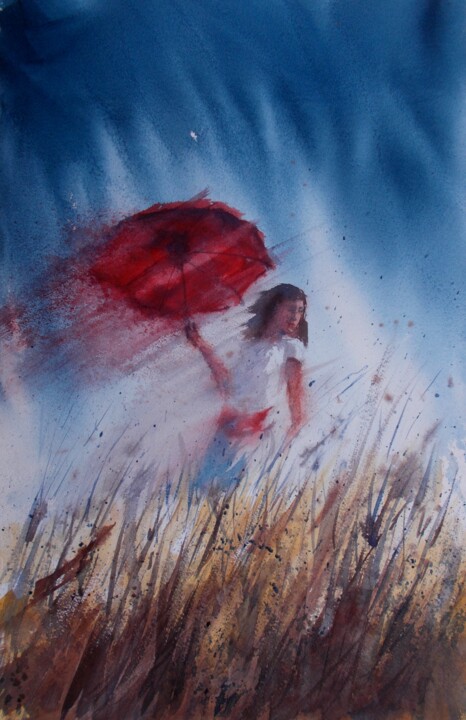 Peinture intitulée "umbrella 6" par Giorgio Gosti, Œuvre d'art originale, Aquarelle