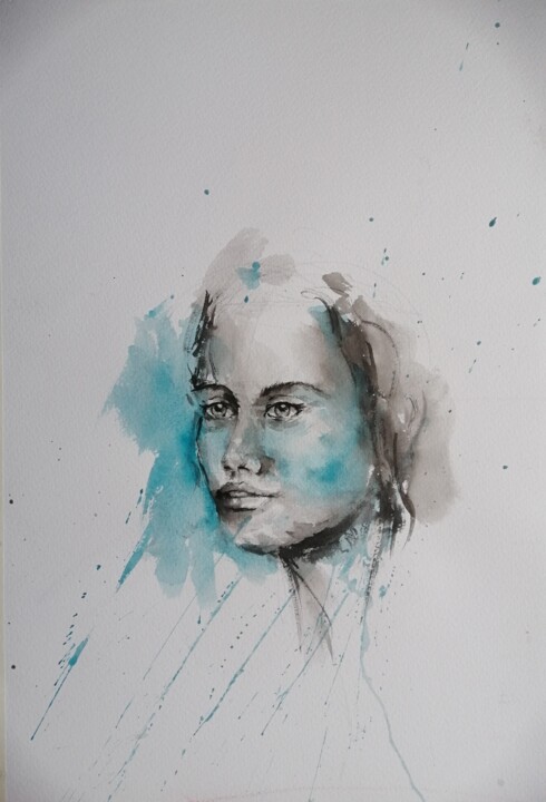 Painting titled "young girl 88" by Giorgio Gosti, Original Artwork, Watercolor