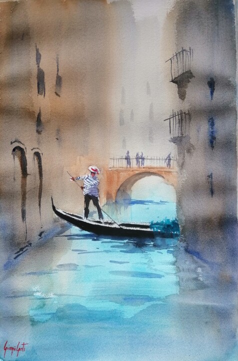 Schilderij getiteld "Venice 111" door Giorgio Gosti, Origineel Kunstwerk, Aquarel